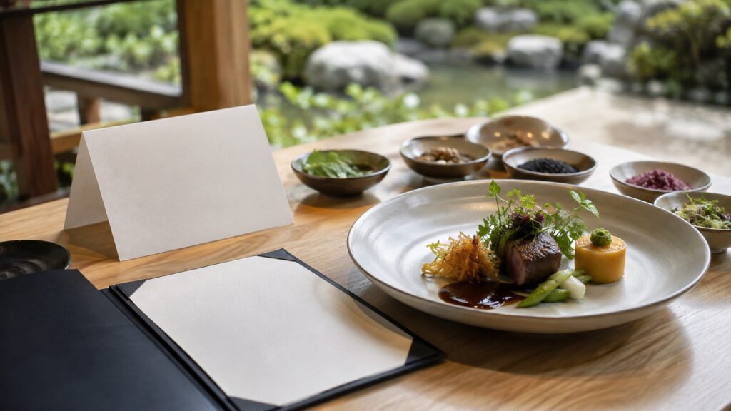結婚式場の料理打合せで食材と調理手順を確認するテーマ画像
