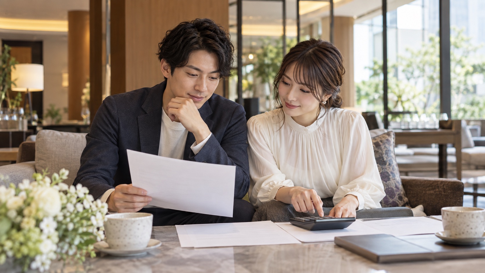 ホテル家族婚の人数と見積内訳を二人で確認するテーマ画像